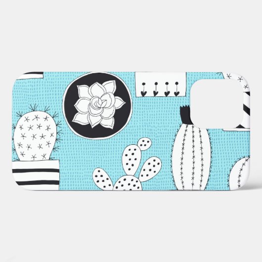 Cactus, sappig: met de hand getekend naadloos ontw Case-Mate iPhone case (Achterkant (horizontaal))