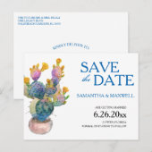 Cactus Save the Date Wedding Notice Aankondigingskaart (Voorkant / Achterkant)
