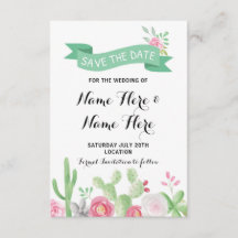 Cactus Save The Date Wedding Party Fiesta Kaarten