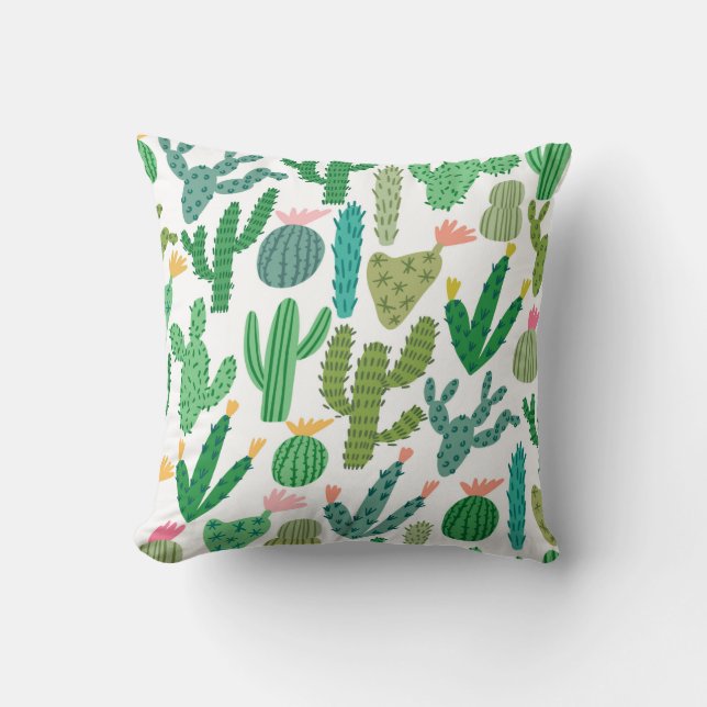  cactus, schattig, naadloos met de hand getekend p kussen (Voorkant)