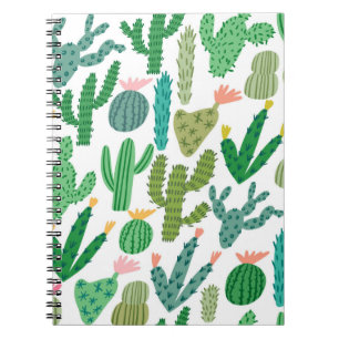  cactus, schattig, naadloos met de hand getekend p notitieboek