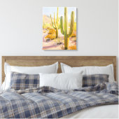 Cactus-schilderij voor de woestijn, Zuidwestelijke Canvas Afdruk (Insitu (Slaapkamer))