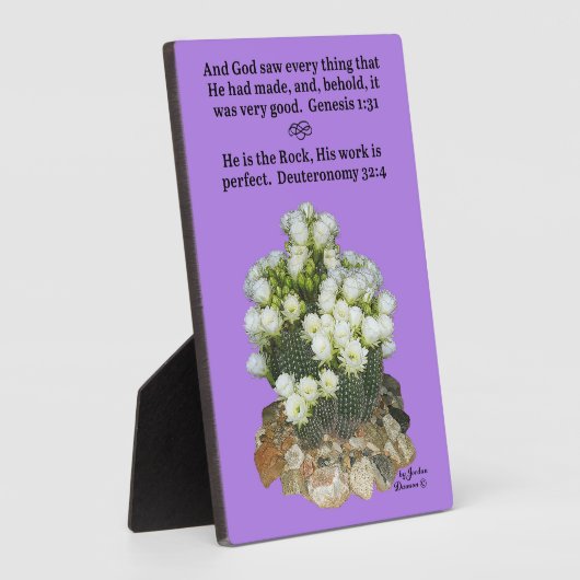  Cactus Schrift Plaque Genesis 1:31 en Fotoplaat (Zijkant)