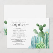 Cactus Script Koppel Baby Shower Uitnodiging (Voorkant / Achterkant)