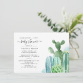 Cactus Script Koppel Baby Shower Uitnodiging (Staand voorkant)