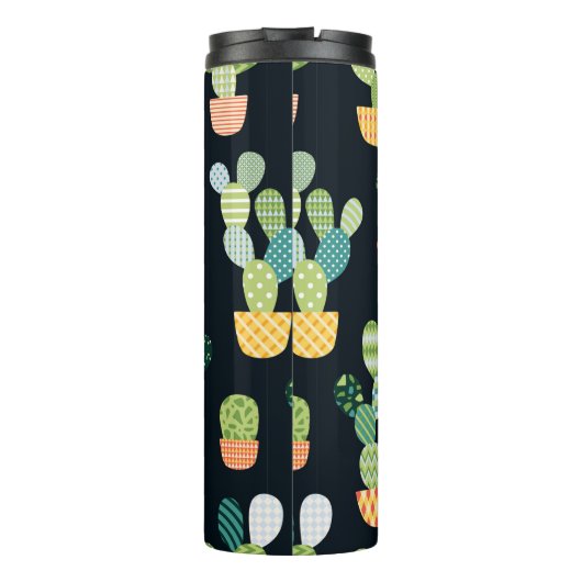 Cactus seamless pattern in patchwork style with pl thermosbeker (Achterkant)