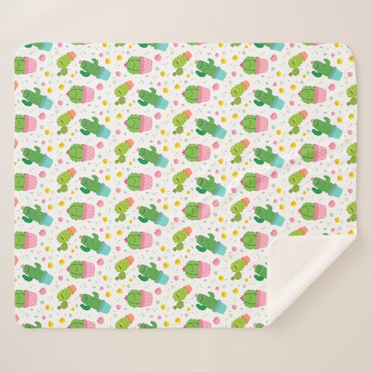 Cactus Sherpa Blanket Sherpa Deken (Voorkant (horizontaal))