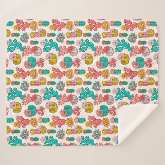 Cactus Sherpa Blanket Sherpa Deken (Voorkant (horizontaal))