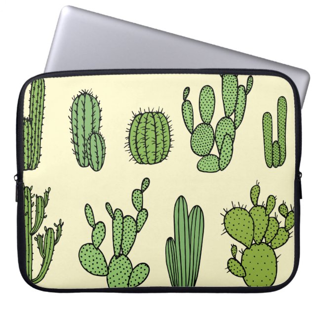Cactus Sketch:  bloemenelegantie. Laptop Sleeve (Voorkant)