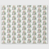 Cactus Sneeuwman Kerstmis Cadeaupapier (Vlak)