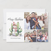 Cactus Snowman Foto Vrolijk Kerstfeest Feestdagenkaart (Voorkant)