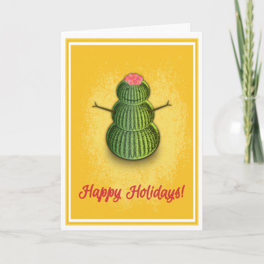 Cactus Snowman gevouwen vakantiekaart (5 x 7) Feestdagen Kaart (Voorkant)