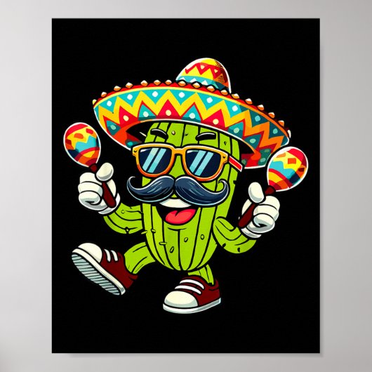 Cactus Sombrero Cinco De Mayo Mexicaanse Cactus Fe Poster (Voorkant)