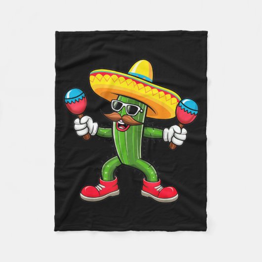 Cactus Sombrero Cinco De Mayo Mexican Cactus Party Fleece Deken (Voorkant)