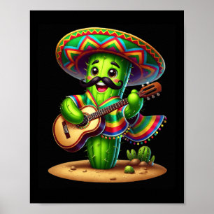 Cactus Sombrero Gitaar Cinco de Mayo Boys Kinder M Poster