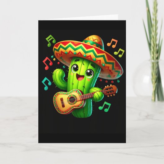 Cactus Sombrero Gitaar Cinco De Mayo Jongens Kinde Kaart (Voorkant)