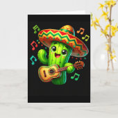 Cactus Sombrero Gitaar Cinco De Mayo Jongens Kinde Kaart (Gele Bloem)