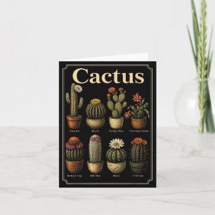 Cactus Soorten Grafiek Retro Botanische Plantenlie Kaart