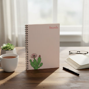 Cactus-spiraalnotitieboek met eigen naam notitieboek