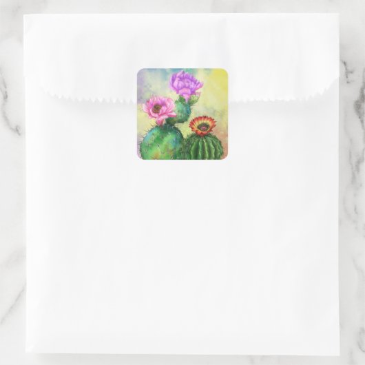 Cactus Sticker Mooie kleur Bloemen (Tas)