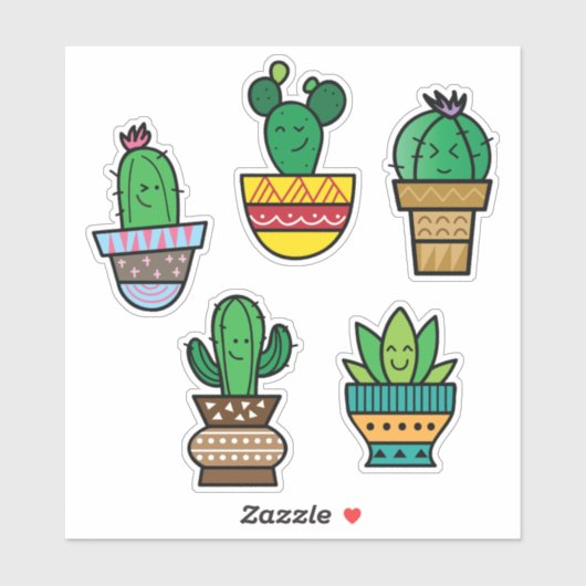 Cactus sticker vel - Succulente plantstickers (Vel)