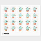 Cactus StickerGrow Slow – Schattige Kawaii Pastel  Vierkante Sticker (Vel)