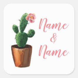 Cactus Stickers Roze Trouwlabels Cacti