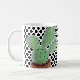 Cactus Stippen Zwart en Wit Aquarel Koffiemok