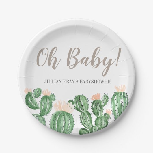 Cactus succulent baby shower bord (Voorkant)