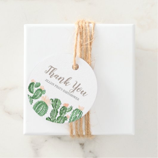 Cactus succulent baby shower dank u labels (In situ)