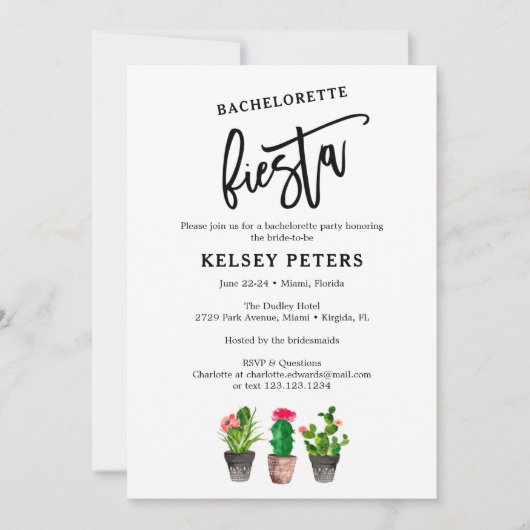 Cactus Succulent Bachelorette Party Kaart (Voorkant)