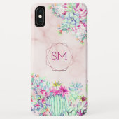 Cactus Succulent Blush Marmer Geometrisch Monogram Case-Mate iPhone Case (Achterkant)