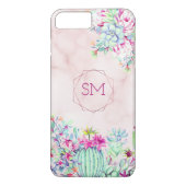 Cactus Succulent Blush Marmer Geometrisch Monogram Case-Mate iPhone Case (Achterkant)