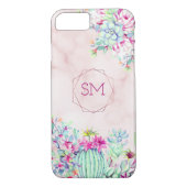 Cactus Succulent Blush Marmer Geometrisch Monogram Case-Mate iPhone Case (Achterkant)