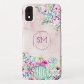 Cactus Succulent Blush Marmer Geometrisch Monogram Case-Mate iPhone Case (Achterkant)