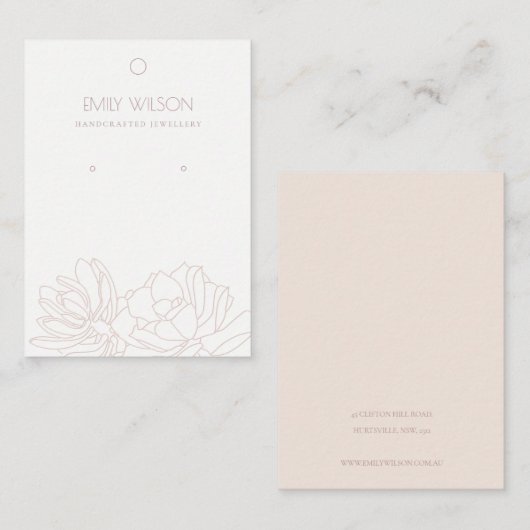 CACTUS SUCCULENT BLUSH PEGHOLE EARRING DISPLAY VISITEKAARTJE (Voorkant / Achterkant)