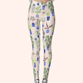 Cactus Succulent Blush Pink Leggings