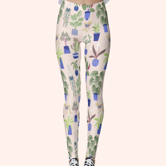 Cactus Succulent Blush Pink Leggings