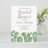 Cactus succulent bruiloft vrijgezellenfeest uit te kaart (Staand voorkant)