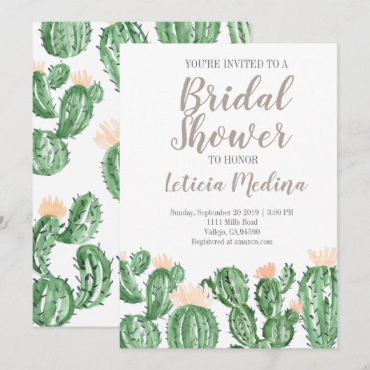 Cactus succulent bruiloft vrijgezellenfeest uit te kaart (Voorkant / Achterkant)