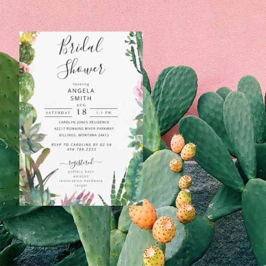 Cactus Succulent Bruiloftsfeest Kaart
