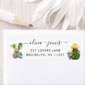 Cactus Succulent Cacti Desert Floral Waterverf Etiket (Insitu)