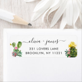 Cactus Succulent Cacti Desert Floral Waterverf Etiket