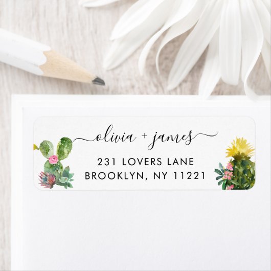 Cactus Succulent Cacti Desert Floral Waterverf Etiket (Insitu)
