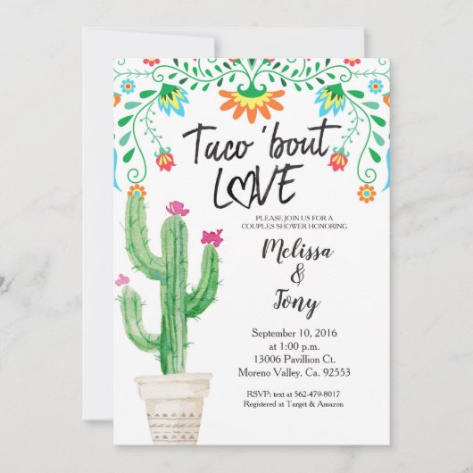 Cactus Succulent Couples Shower Invitation Kaart (Voorkant)