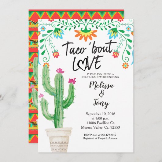 Cactus Succulent Couples Shower Invitation Kaart (Voorkant / Achterkant)