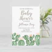 Cactus succulent cute baby shower uitnodiging (Staand voorkant)