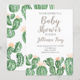 Cactus succulent cute baby shower uitnodiging