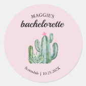 Cactus Succulent Desert Bachelorette Favor Ronde Sticker (Voorkant)