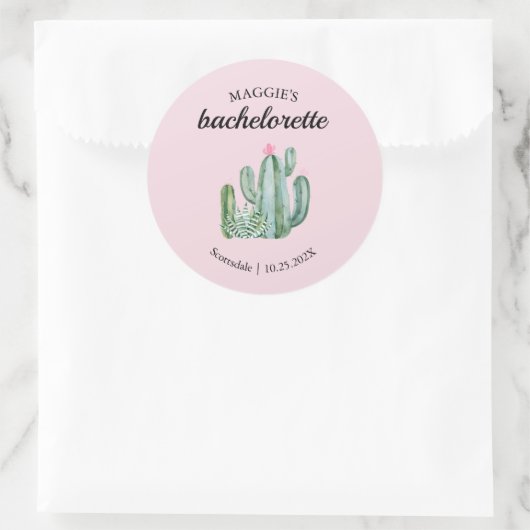 Cactus Succulent Desert Bachelorette Favor Ronde Sticker (Tas)